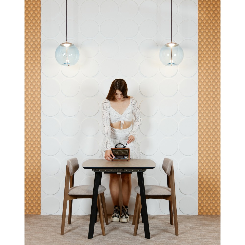 Стол МИЛАН-4 HPL 80х80/110 камень беж/муар.чер - купить в Озерце