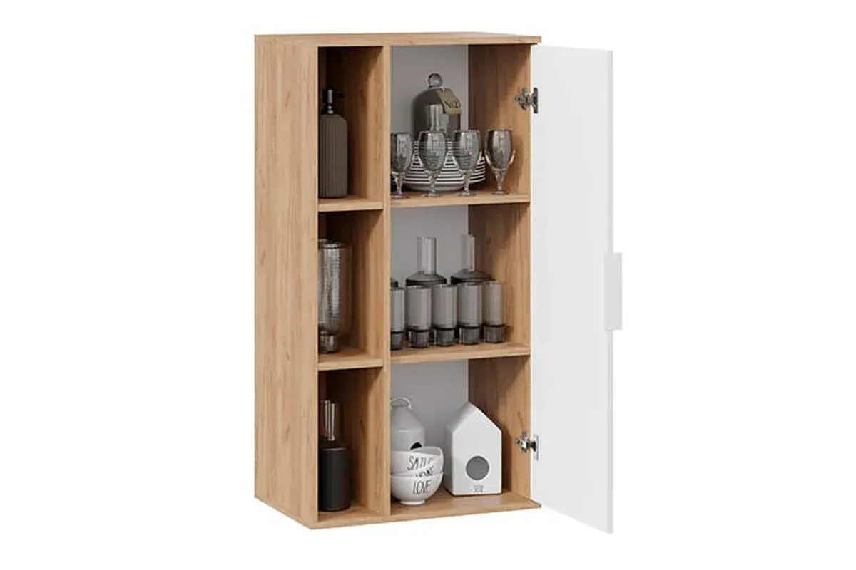 Шкаф настенный Хилтон (Дуб крафт золотой/Белый матовый) в мебель-центре Озерцо