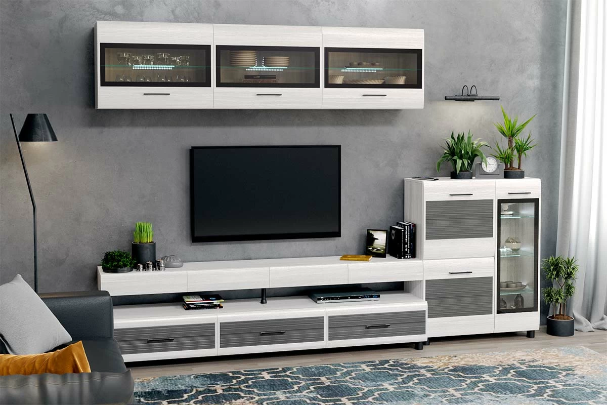 Тумба ТБ-2671 (Снежный Ясень-фасад Серый) — Мебель-центр Озерцо