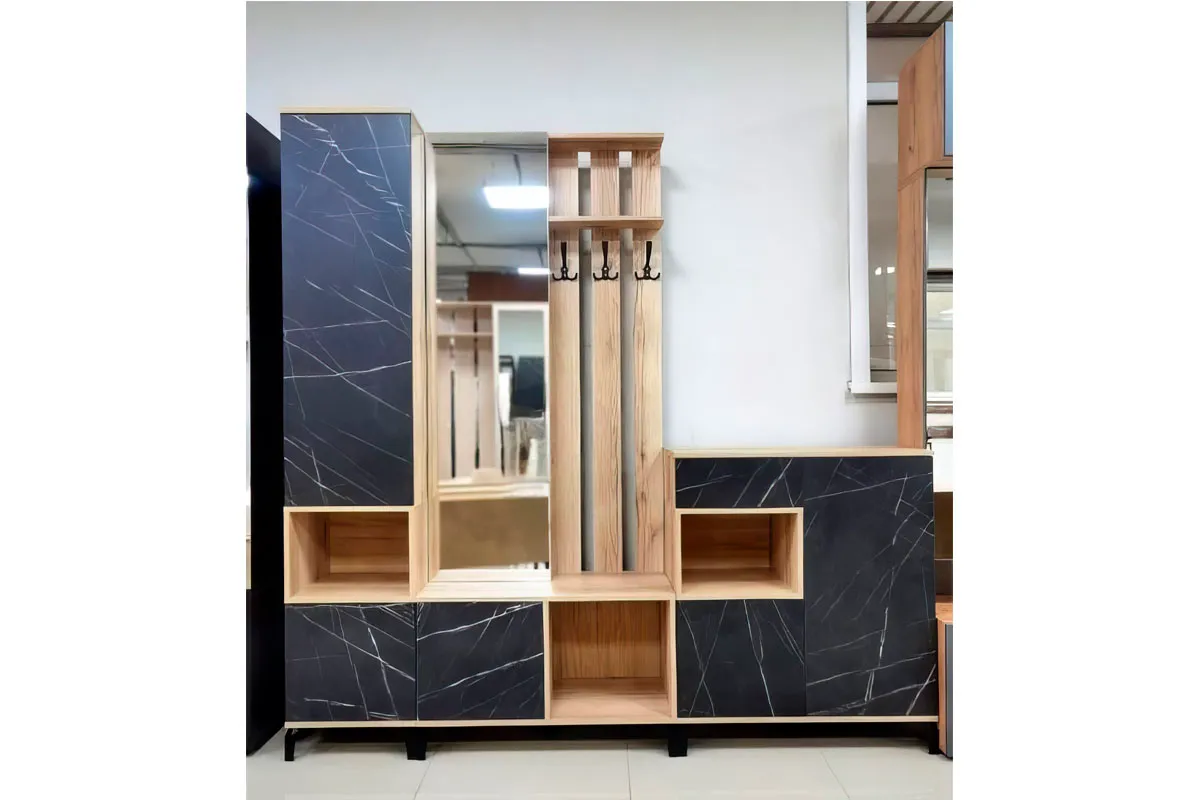 Комод Луксор-13 ( Дуб Делано светлый/Камень Пьетра черный) — Мебель-центр Озерцо