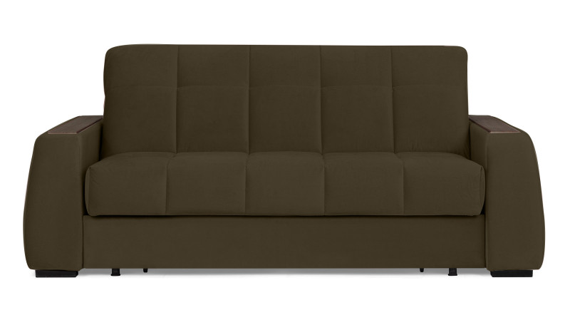 Диван - кровать Domo Pro с накладкой цвета венге, стежка квадрат, ткань Sky Velvet 12 180x216 — в мебель-центре Озерцо
