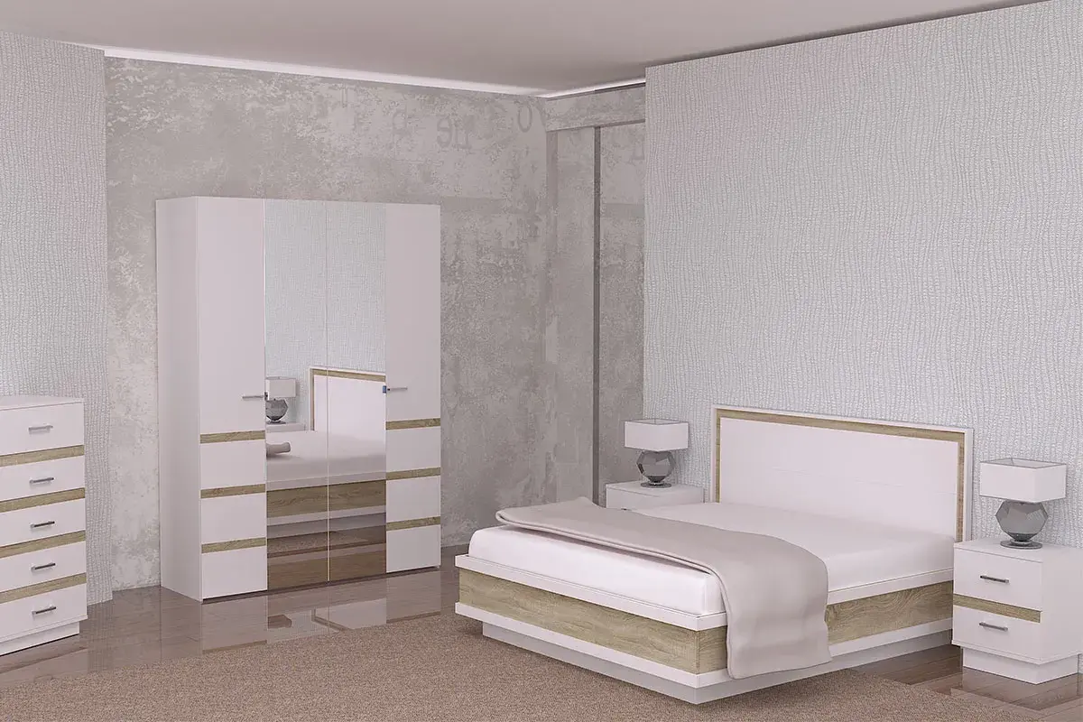 Тумба прикроватная Анона 2 (Белый/Дуб Сонома) — Мебель-центр Озерцо