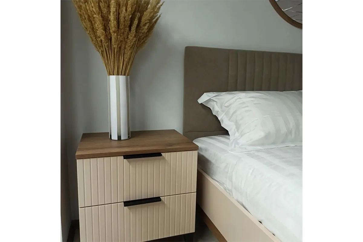 Тумба прикроватная Тоскана (Дуб Табачный/Бисквит) — Мебель-центр Озерцо