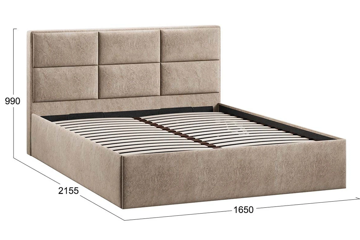 Кровать Стелла c ПМ 160х200 Тип 1 (Микровелюр/Wellmart Dark Beige) - купить в Озерце