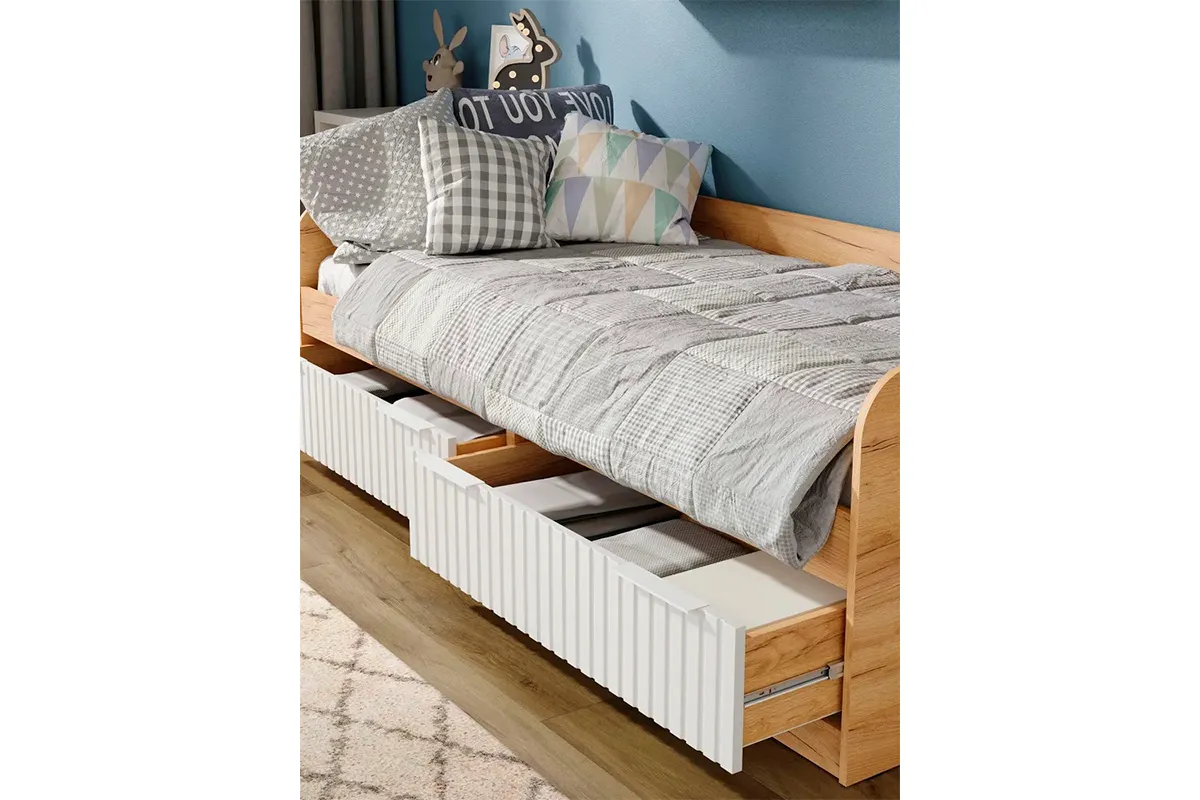 Кровать комбинированная Хилтон 90х200 Тип 1 (Дуб Крафт Золотой/Белый матовый) - купить в Озерце