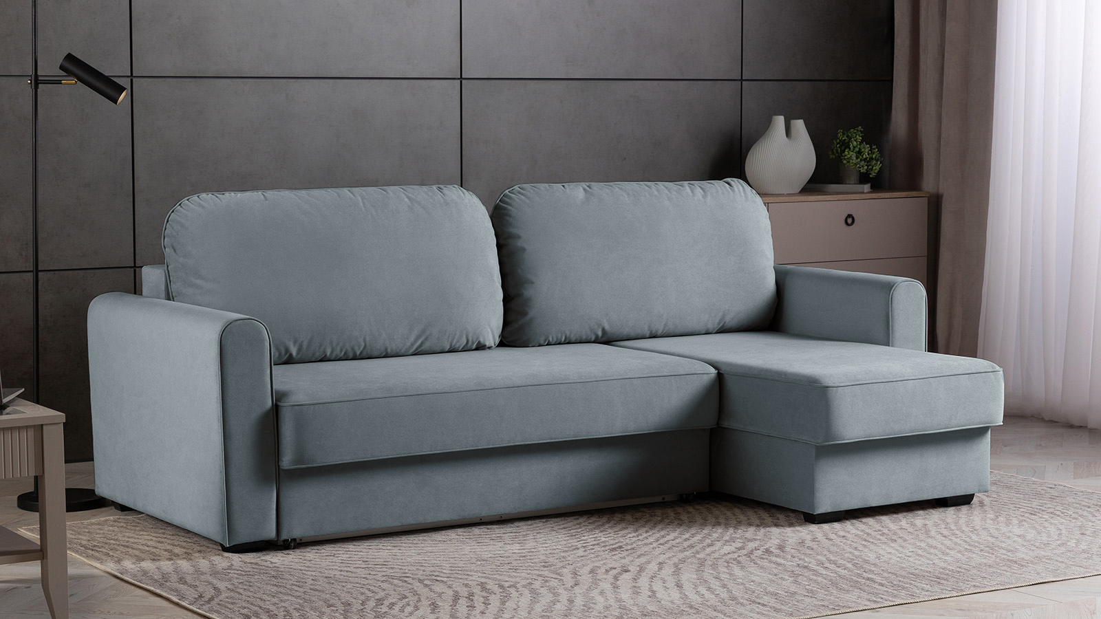 Диван -кровать угловой Magni ткань Sky Velvet 18 144x233 — купить в Озерце