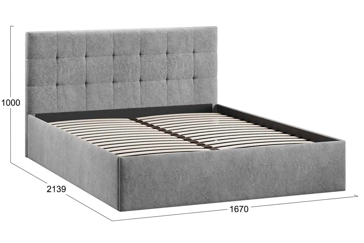 Кровать Джоли  универсальная 160х200 Тип 1 (Микровелюр/Wellmart Silver) - купить в Озерце