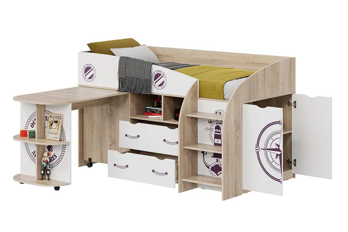 Кровать комбинированная Немо (Дуб Сонома/Белый) - купить в Озерце