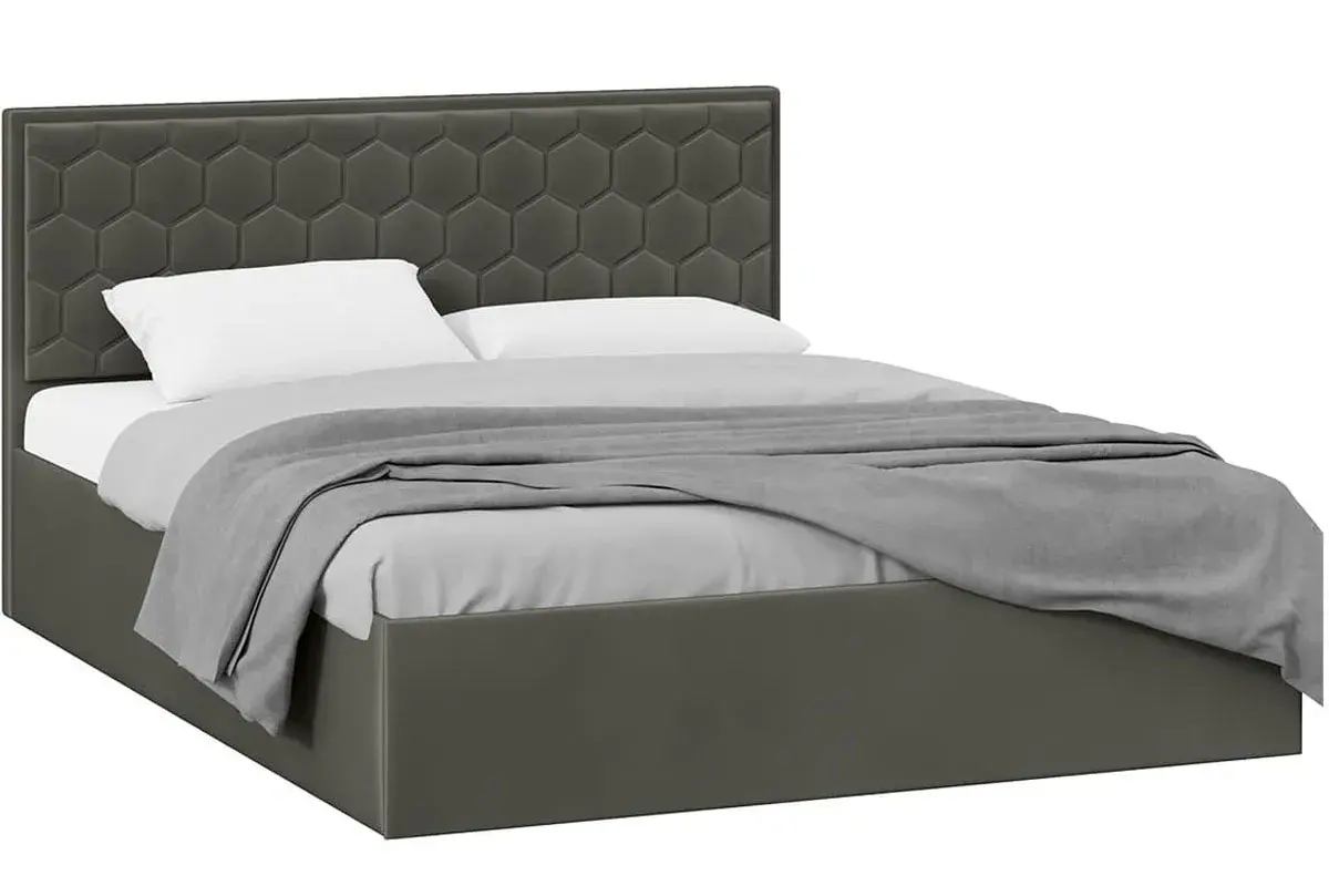 Кровать Порто с ПМ и заглушиной 160х200 (Велюр/Confetti Stone) - купить в Озерце