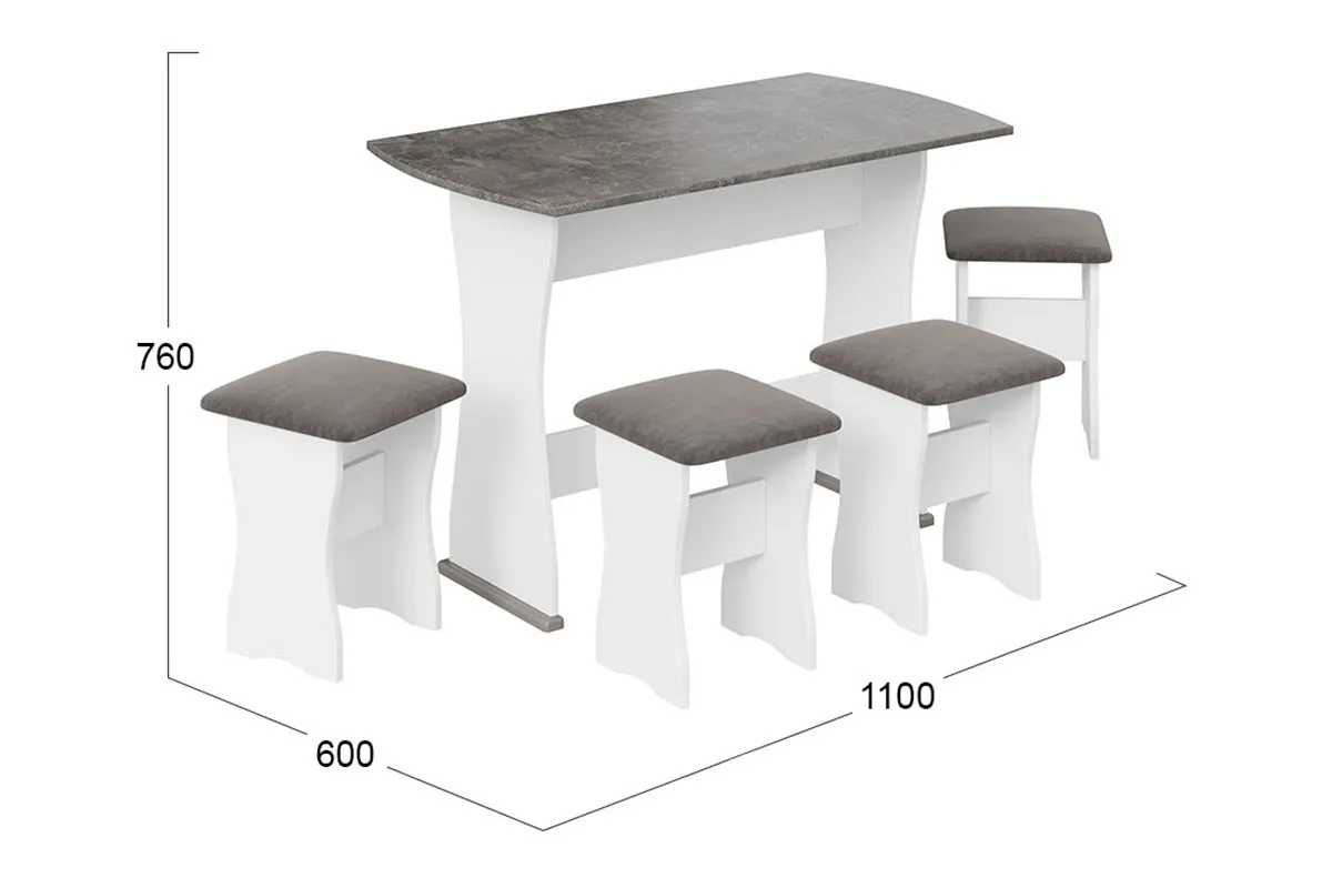 Обеденная группа тип 1 МФ-101.006 (Белый/Ателье темный) - купить в Озерце