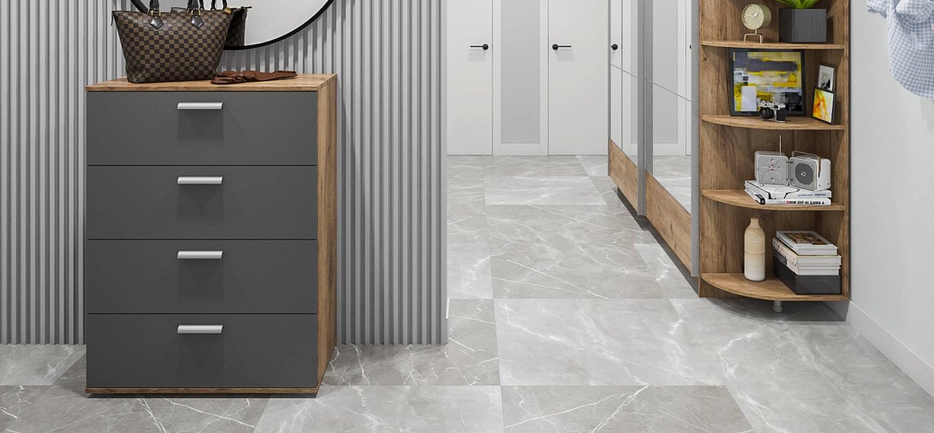 Комод LUX Серый графит, Крафт табачный — Мебель-центр Озерцо