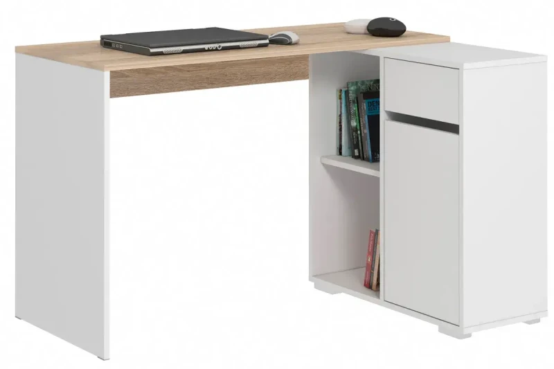 Стол письменный Лаки тип 4 (Дуб Сонома/Белый) — Мебель-центр Озерцо