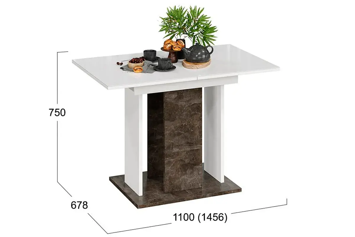 Стол раздвижной Кёльн Тип 1 (Ателье темный/Белый/Стекло белый глянец) - купить в Озерце