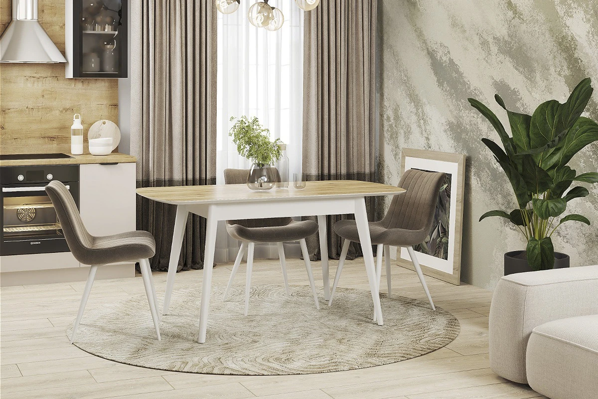 Стол Прайм раздвижной 1400 (Дуб Вотан/ПУ белый) - купить в Озерце