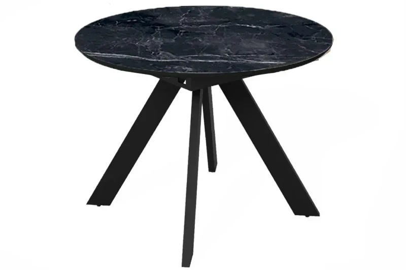 Стол обеденный Бонжур (Стекло с фотопечатью Черный мрамор / МДФ Черная шагрень / рама черная / металл черный) - купить в Озерце