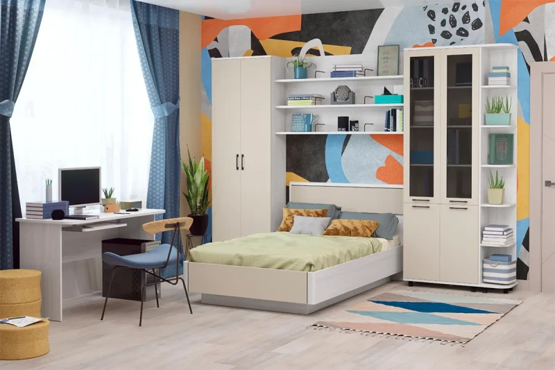 Детская Грейс композиция 5 (Снежный Ясень/Кашемир Матовый) — Мебель-центр Озерцо