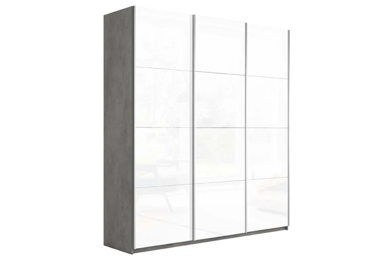 Шкаф-купе Траст 2.210.70-15.15.15 (Бетон, 3 Стекла Белый глянец) в мебель-центре Озерцо