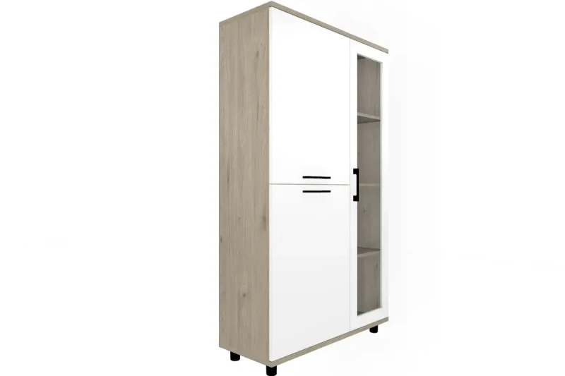 Шкаф многоцелевой ШК-5081-ГС-БГ (Гикори Джексон Светлый/Белый Бриллиант Глянцевый) в мебель-центре Озерцо