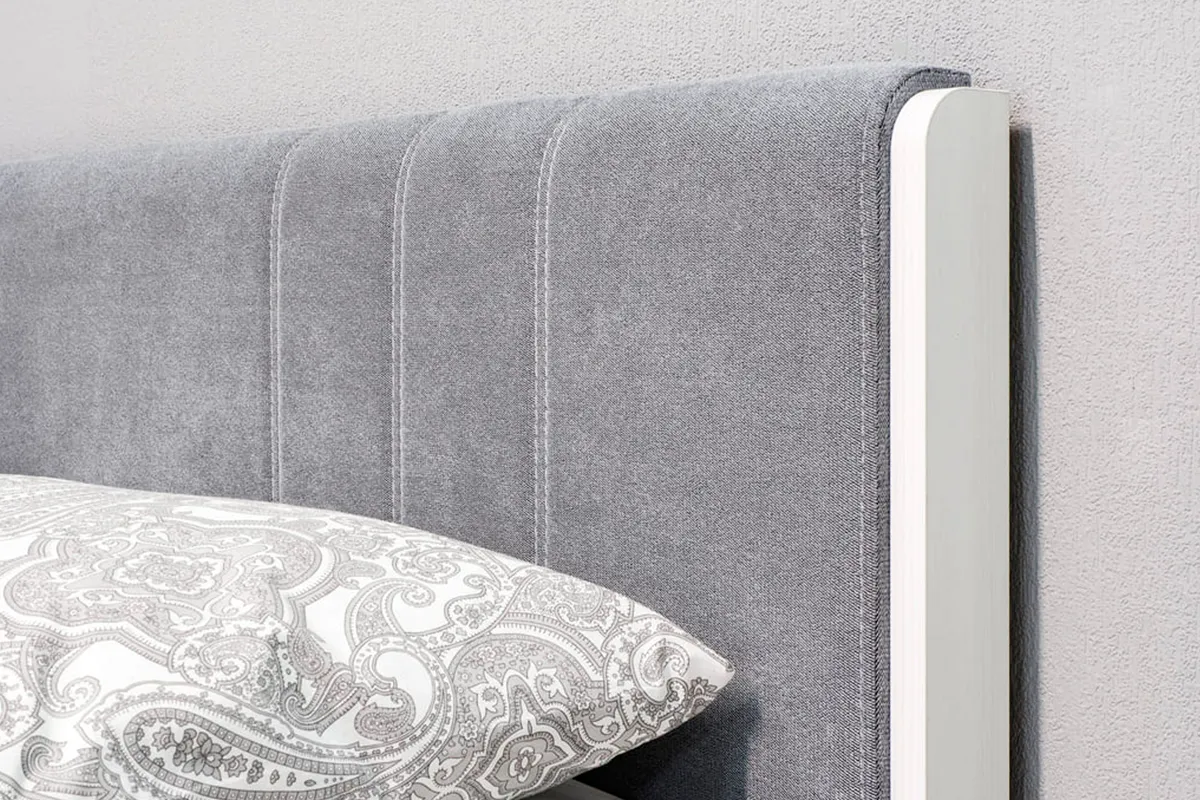 Кровать КР-1013-СЯ-В с ПМ 160х200 (Снежный Ясень/Велюр) - купить в Озерце