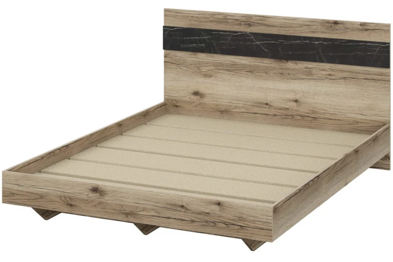 Кровать Омега 160х200 (Дуб делано светлый/камень Пьера черный) ЦРК.ОМГ.03 - купить в Озерце