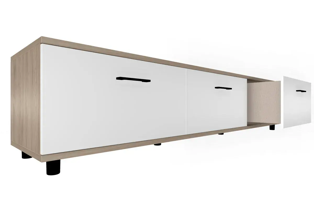 Тумба ТБ-5037-ГС-БГ (Гикори Джексон Светлый/Белый Бриллиант Глянцевый — Мебель-центр Озерцо