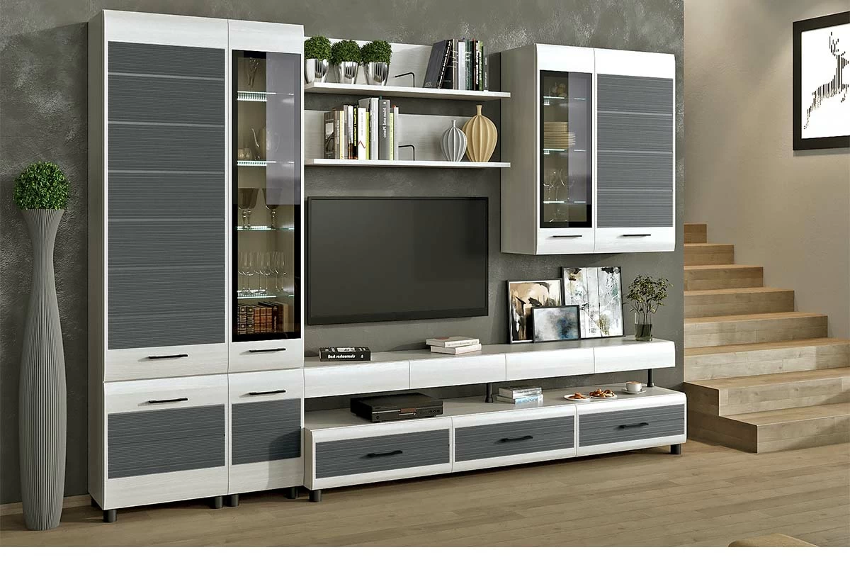 Шкаф ШК-2643 (Снежный Ясень-фасад Серый) в мебель-центре Озерцо