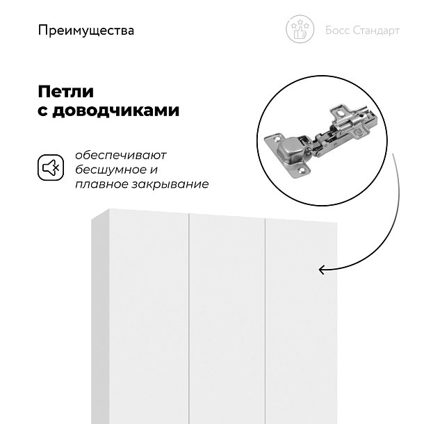 Босс Стандарт 135*220 шкаф распашной 3Д+ящики 01 Белый в мебель-центре Озерцо