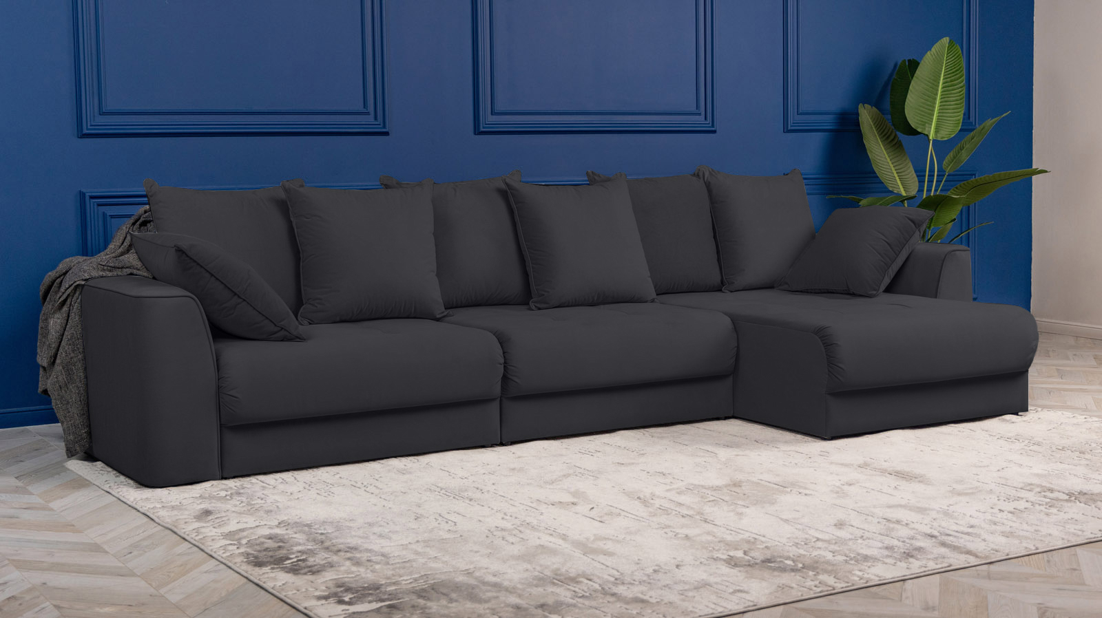 Диван угловой Monako New, Тк. Sky Velvet 38 156x356 — купить в Озерце