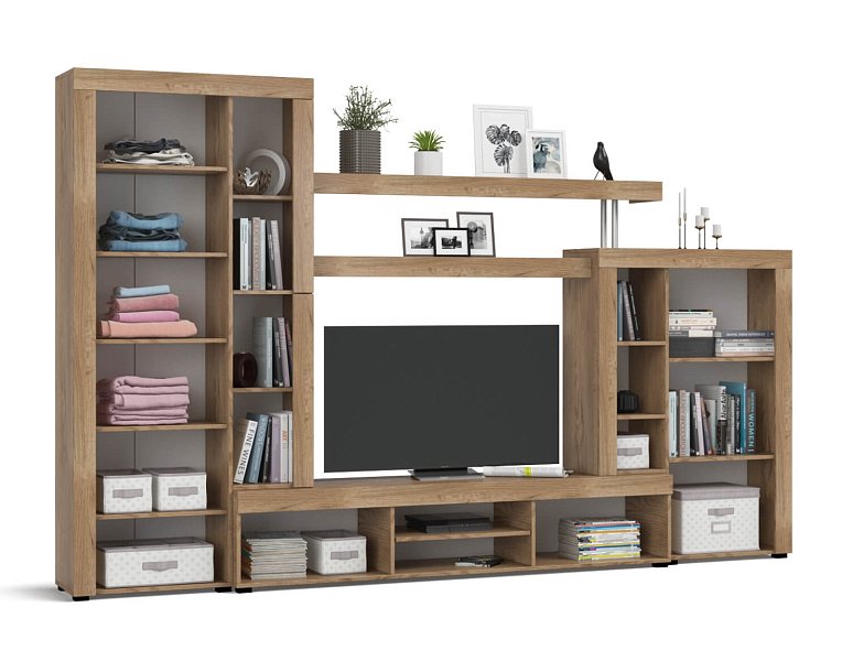 Стенка Монтана Крафт табачный, Серый графит — Мебель-центр Озерцо