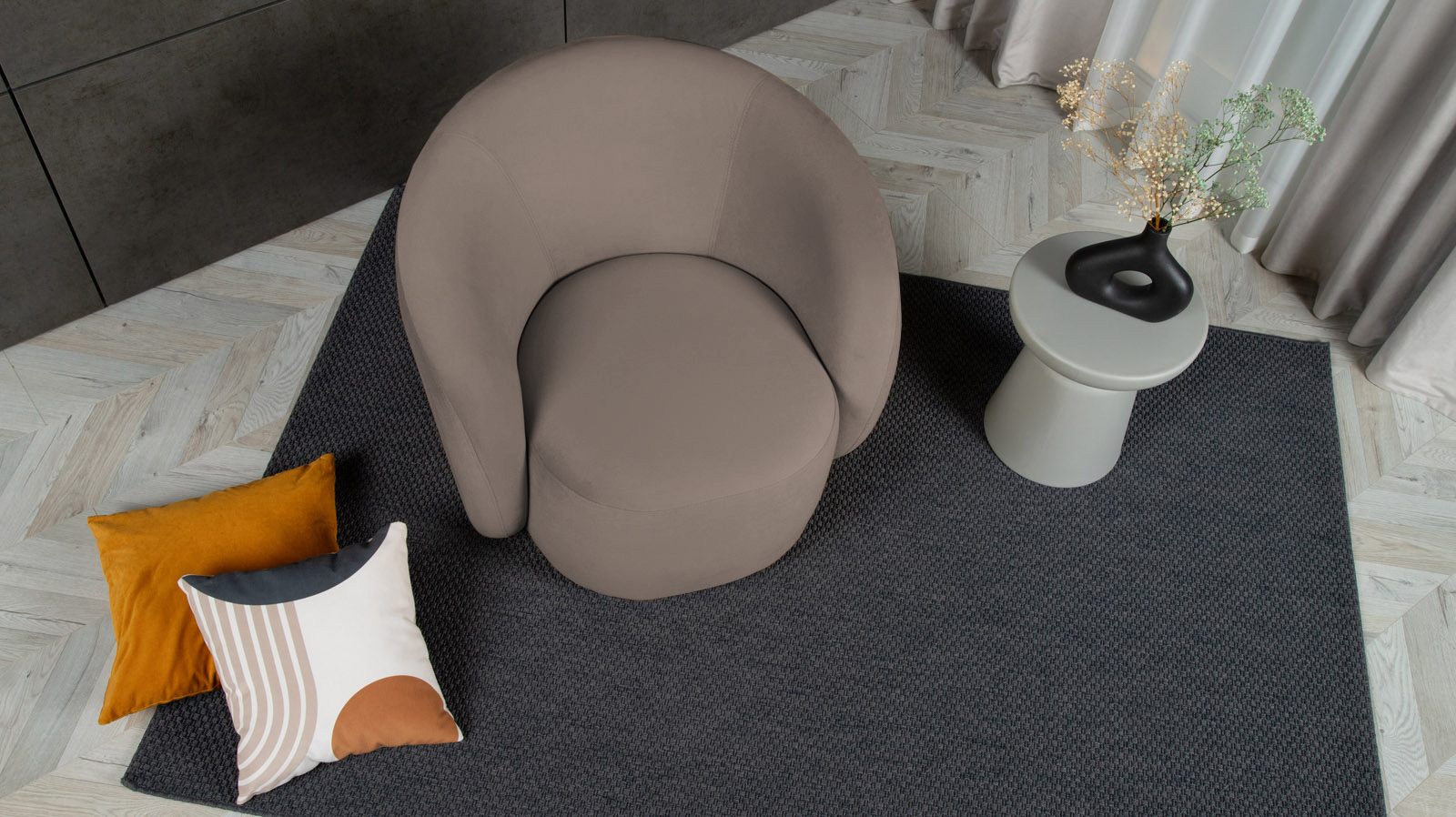 Кресло поворотное Nuage, ткань Sky Velvet 17 86x90 — купить в Озерце