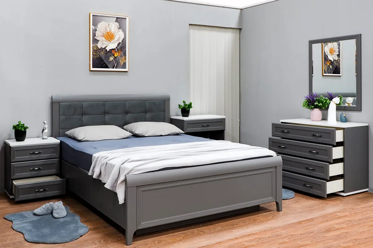 Кровать КР-1033-СО-В 160х200 (Серый Оникс/Велюр) - купить в Озерце