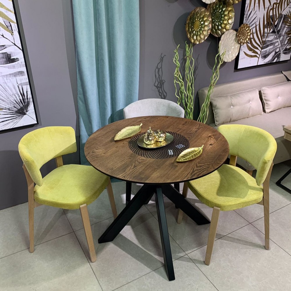 Стол ОКА круглый 1000 натуральный дуб + КСЕ-80 черный - купить в Озерце