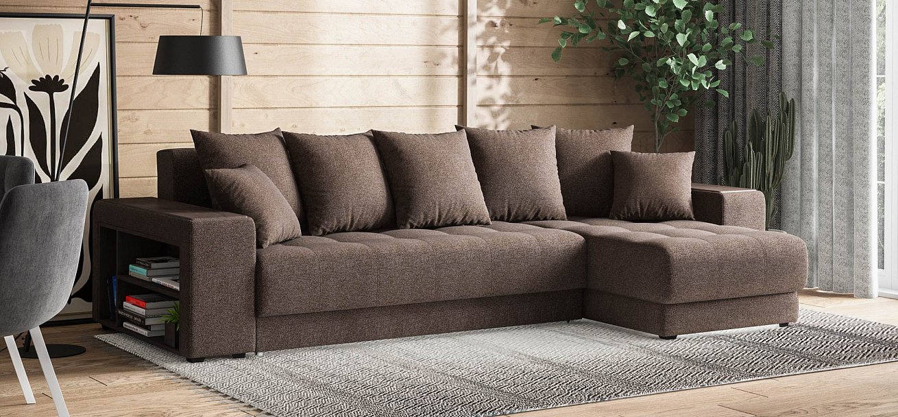Ванкувер угловой диван Рогожка Мальмо шоколад — купить в Озерце