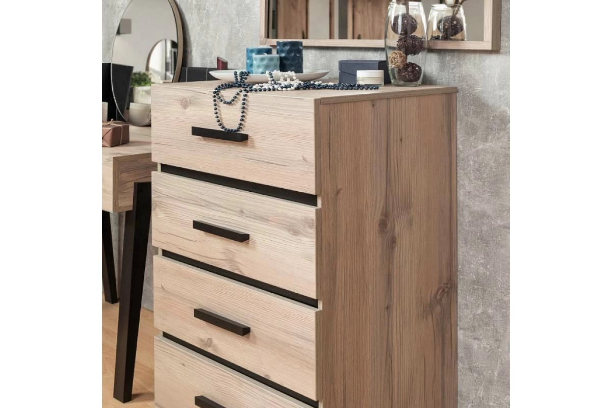 Комод Nature 45 (Гаскон Пайн/Чёрный) — Мебель-центр Озерцо