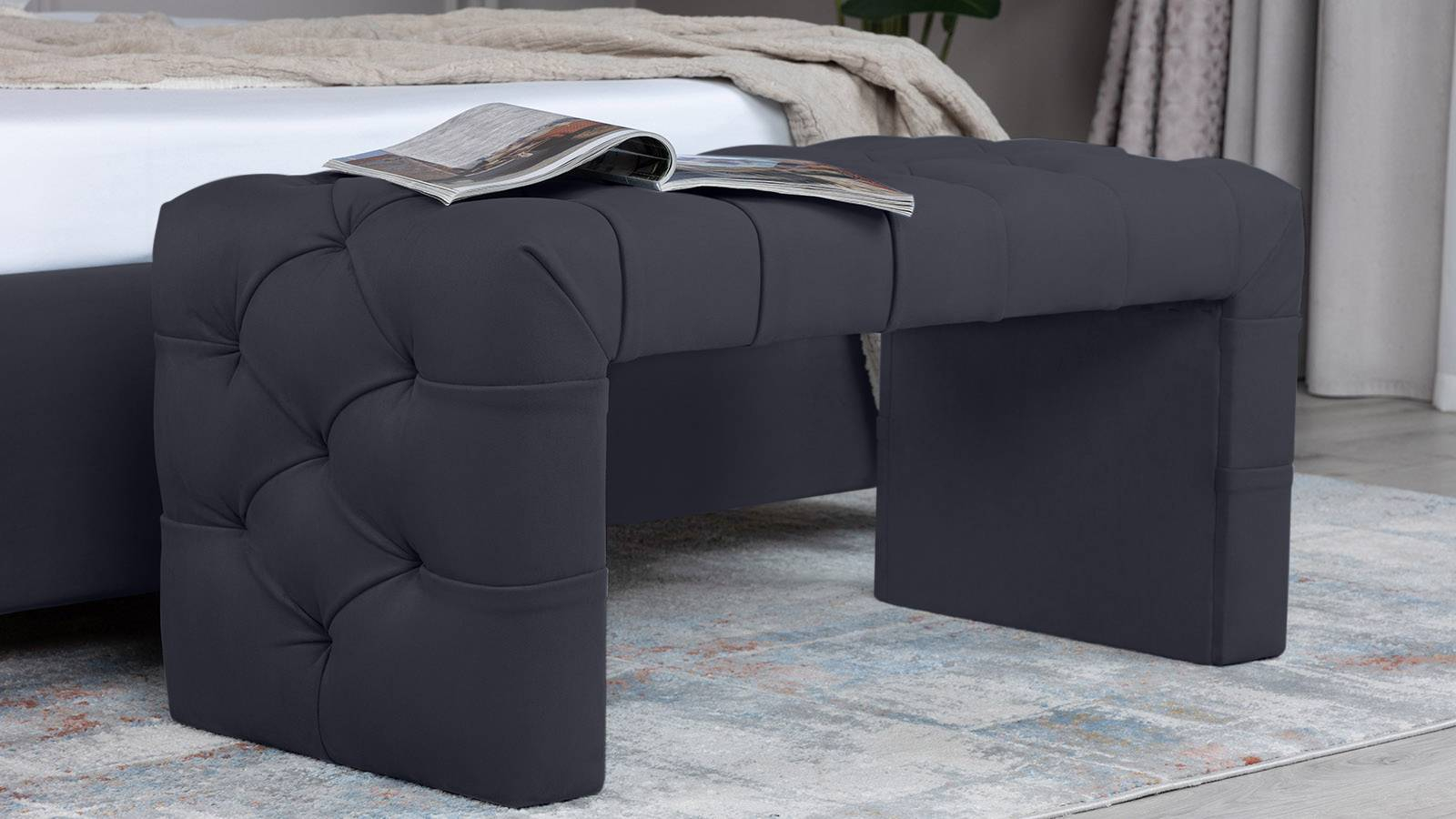Банкетка Greta, ткань Sky Velvet 40, 45x100 — купить в Озерце