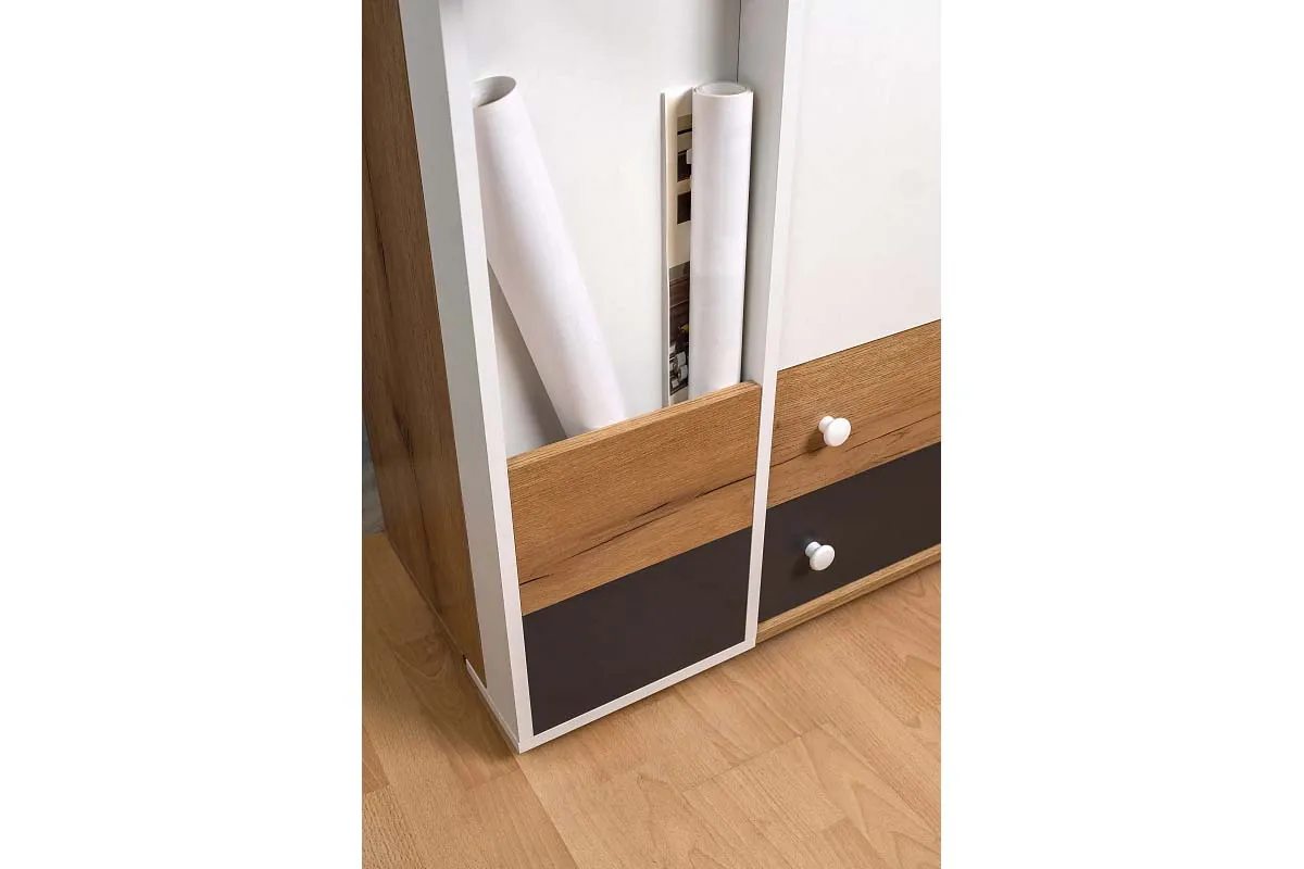 Детская Лойс (Дуб золотистый/Белый/Графит) — Мебель-центр Озерцо