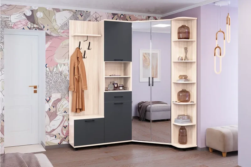 Прихожая Грейс комплект 4 (Ясень Асахи/Антрацит Матовый) — Мебель-центр Озерцо