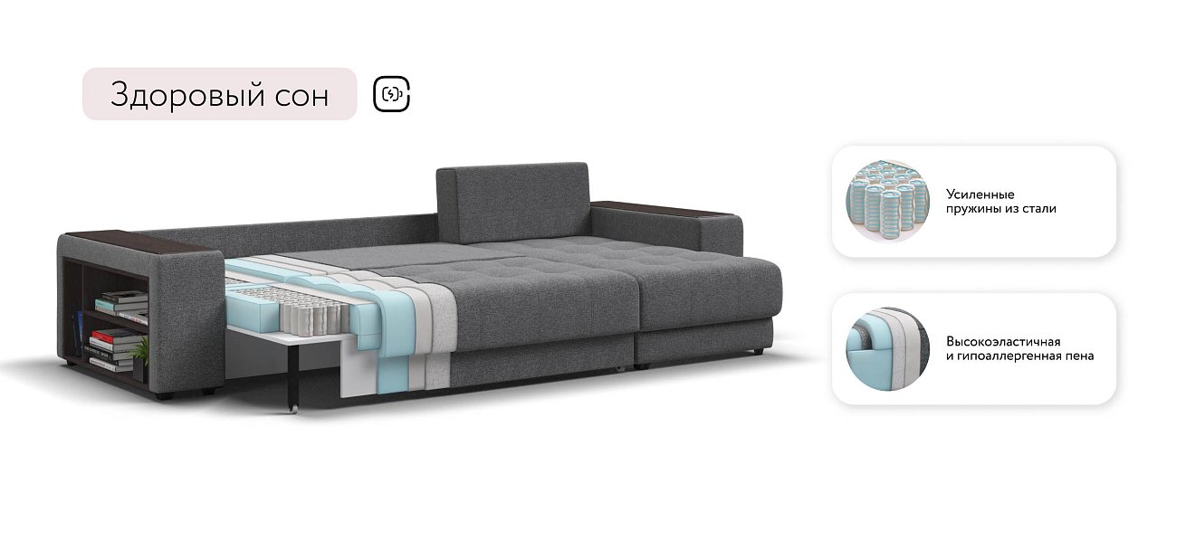 Ванкувер угловой диван Рогожка Мальмо серый — купить в Озерце