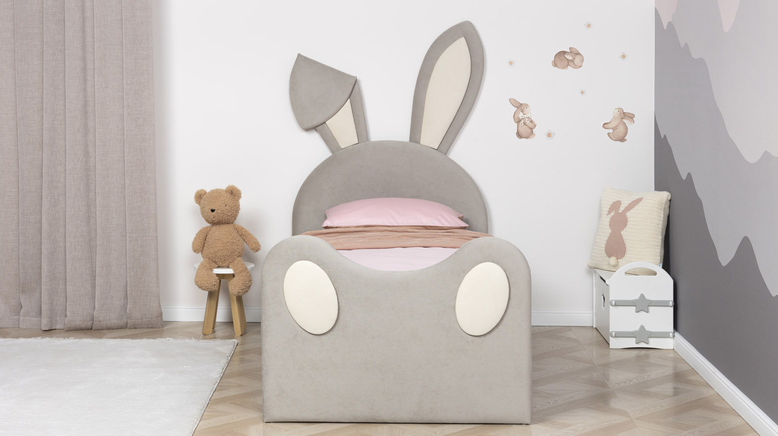 Детская кровать Loo 2.0, Тк. Casanova Grey+Milk 90x200 — Мебель-центр Озерцо