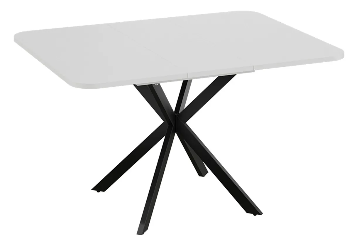 Стол обеденный Лиссабон раздвижной Тип 1 (Черный муар / Белый) - купить в Озерце