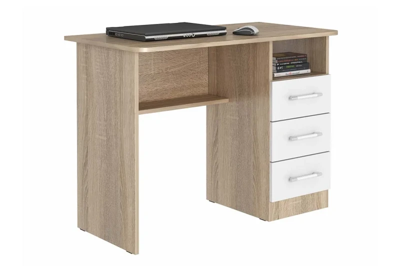 Стол письменный Лидер 1 (Дуб Сонома/Белый Ясень) — Мебель-центр Озерцо