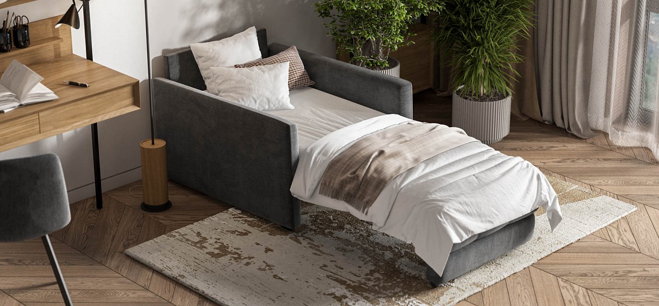 Босс Лофт кресло-кровать Велюр Монолит серый — купить в Озерце