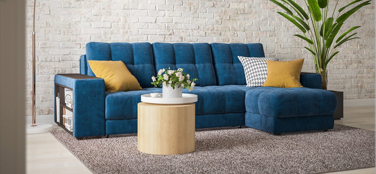 Угловой диван BOSS 3.0 XL велюр Monolit синий — купить в Озерце
