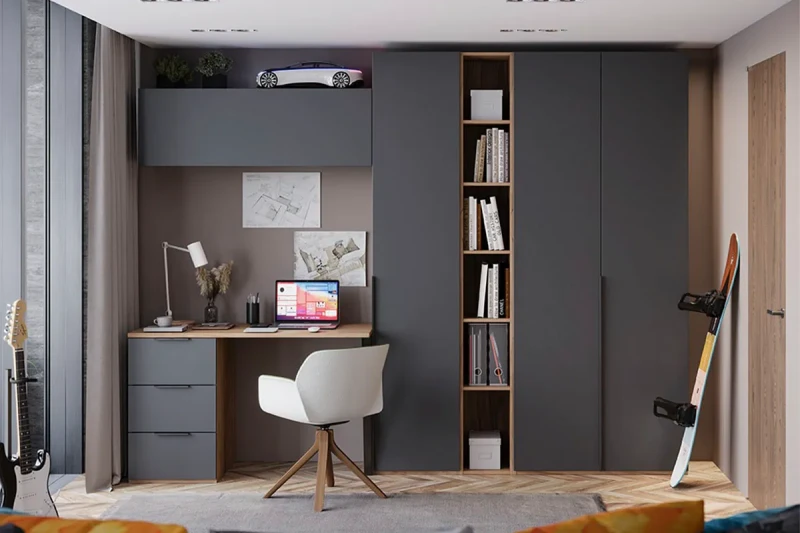 Набор детской мебели Порто №3 ГН-393.103 (Яблоня Беллуно/Графит софт) — Мебель-центр Озерцо