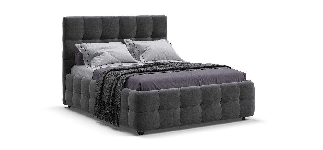 Босс Кровать+ПМ 140*200 Велюр Монолит серый - купить в Озерце