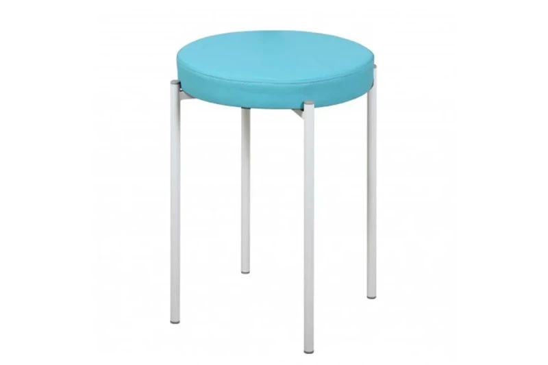 Табурет Дора каркас белый, экокожа (Экотекс 3005 лазурный) СРП-006 - купить в Озерце