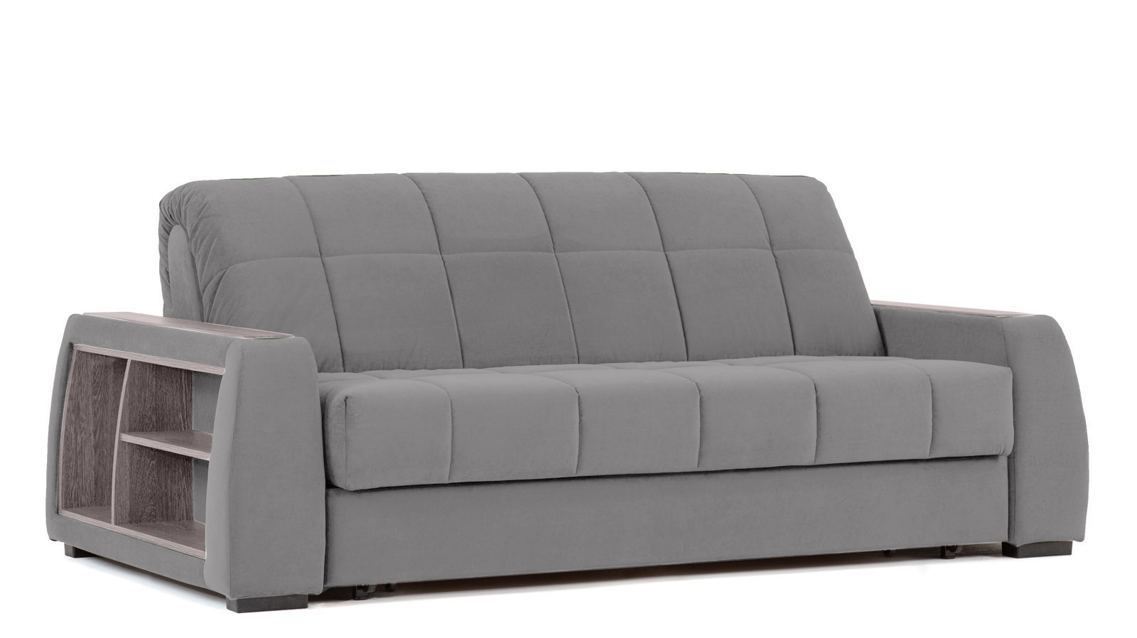 Диван - кровать Domo Pro с полками цвета ясень, стежка квадрат, ткань Sky Velvet 08 140x216 — в мебель-центре Озерцо