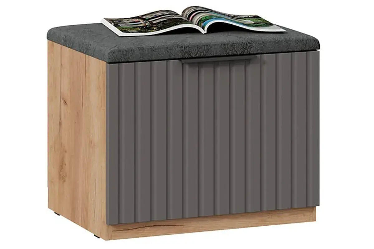 Тумба для обуви Хилтон Исп.2.1 (Дуб Крафт золотой/Графит матовый) — Мебель-центр Озерцо