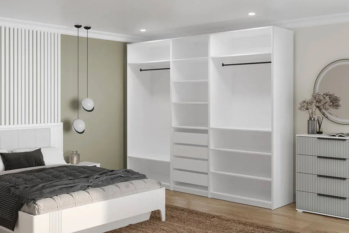 Гардеробная система Квадро без фасадов №2 (Белый) — Мебель-центр Озерцо