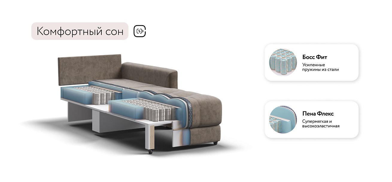 Босс Лофт кресло-кровать Велюр Роял тауп — купить в Озерце